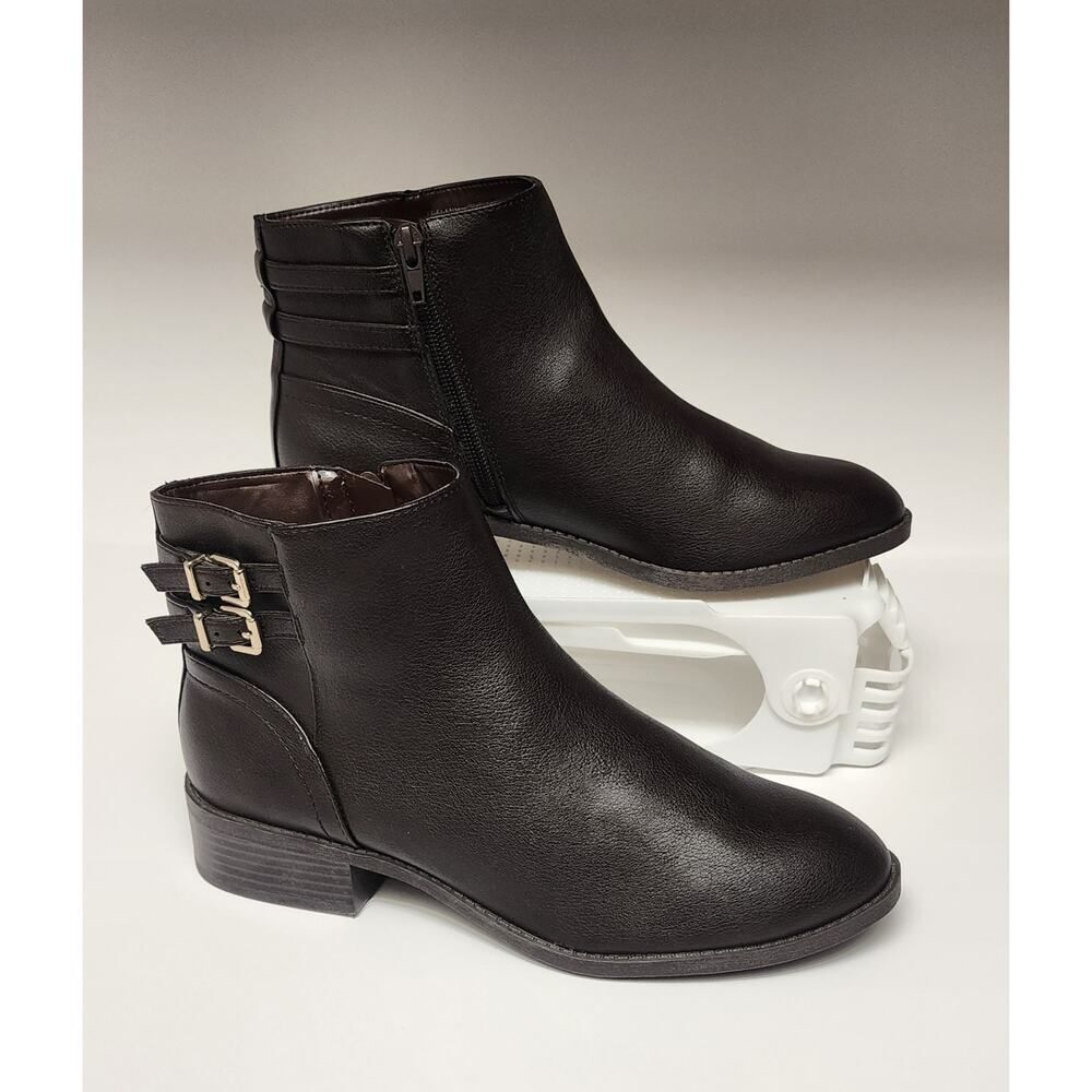 Kelly & Katie Women's Flann Brown Faux Leather Ankle Booties Size US 8
